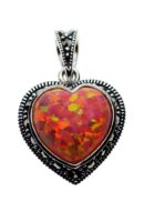 Silver Pendant Marcasite Pink