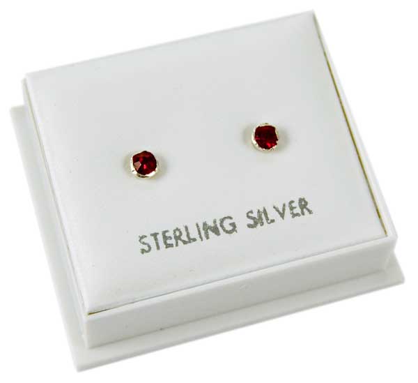 Earring Silver Siam Stone 3mm