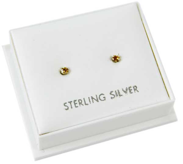 Earring Silver Topaz Stone Claw 2mm
