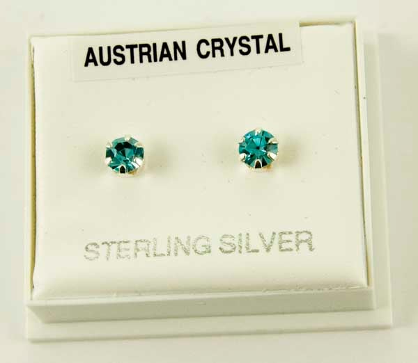Earring Silver Stud Aqua