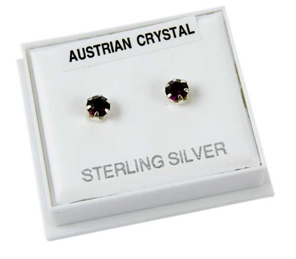 Silver Earring Stud Dark Purple