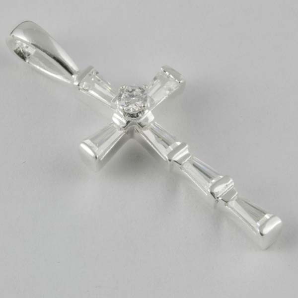 Pendant Silver Cross Clear