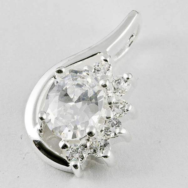Pendant Silver Oval Stone 22mm