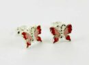 Earring Silver Butterfly Pink