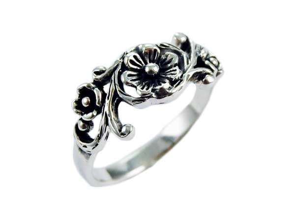 Ring Silver Floral Design