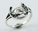 Ring Silver Horse Head In Horseshoe