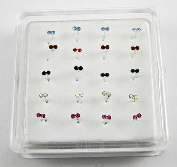 Nose Stud Silver Double 20pcs