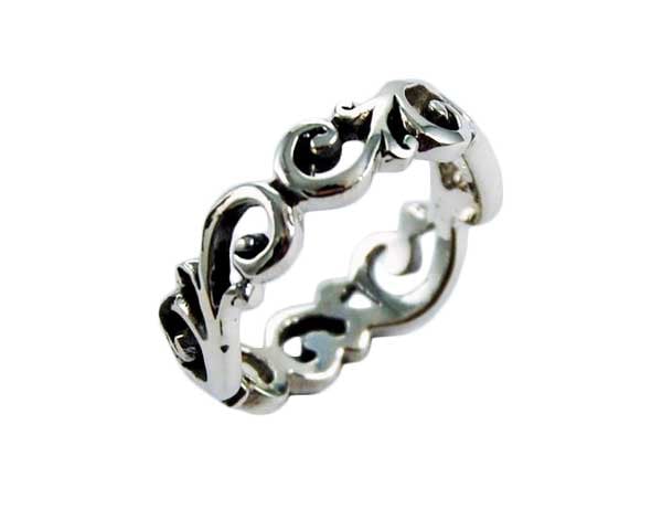 Silver Ring Swirly Cut Band