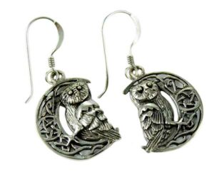 Silver Earring Owl On Moon Lisa Parker Licensed