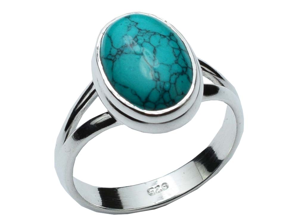 Silver Plated Ring Turquoise Plain