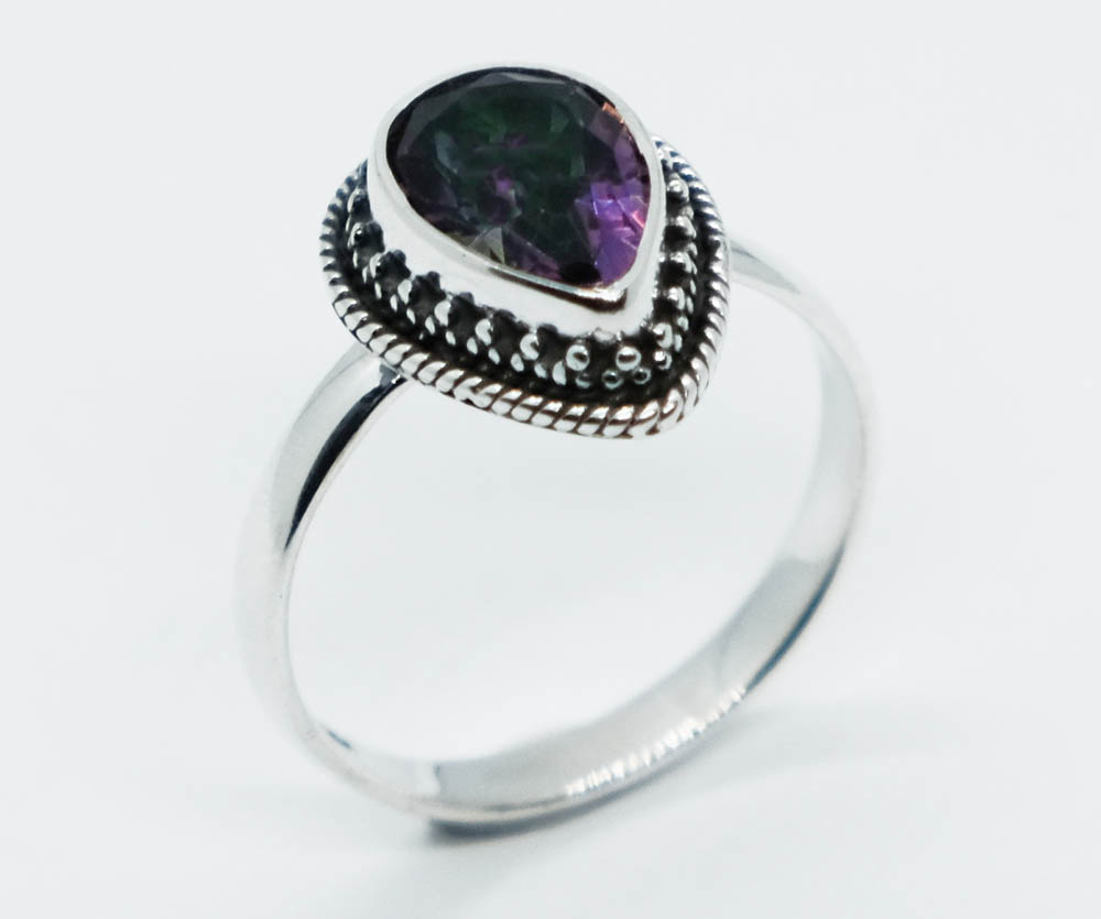 Silver Plated Ring Mystic Qz Cut