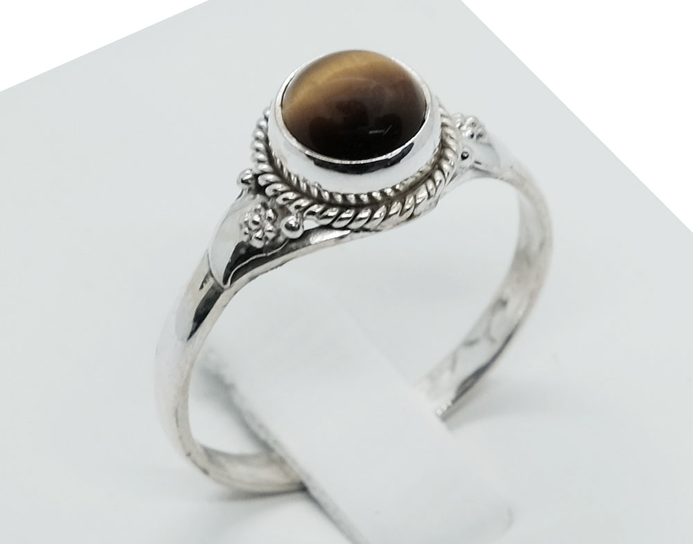 Silver Plated Ring Tiger Eye Stone