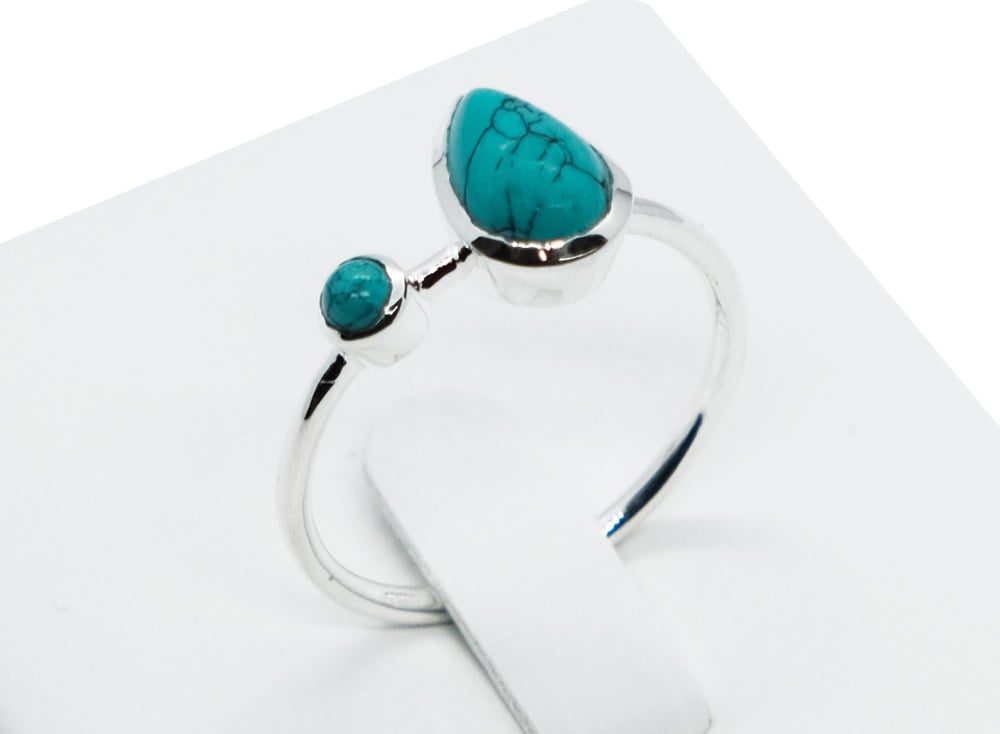 Silver Plated Ring Turquoise Pear