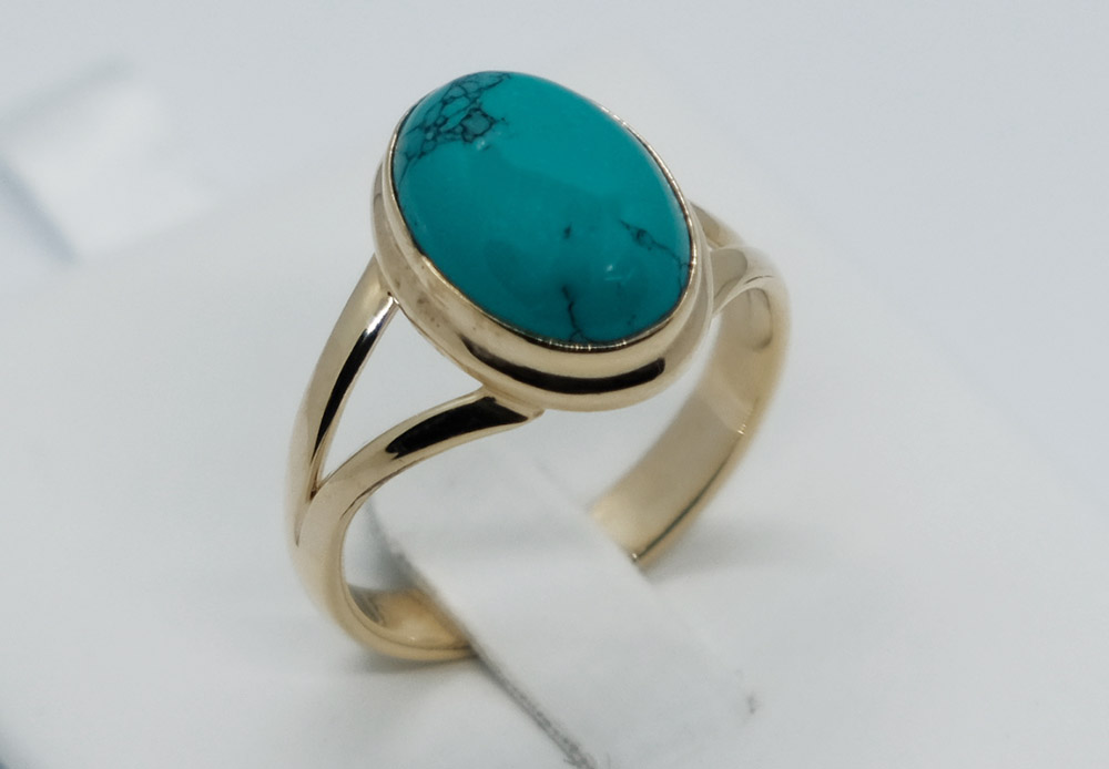 Gold PL Ring Turquoise Plain