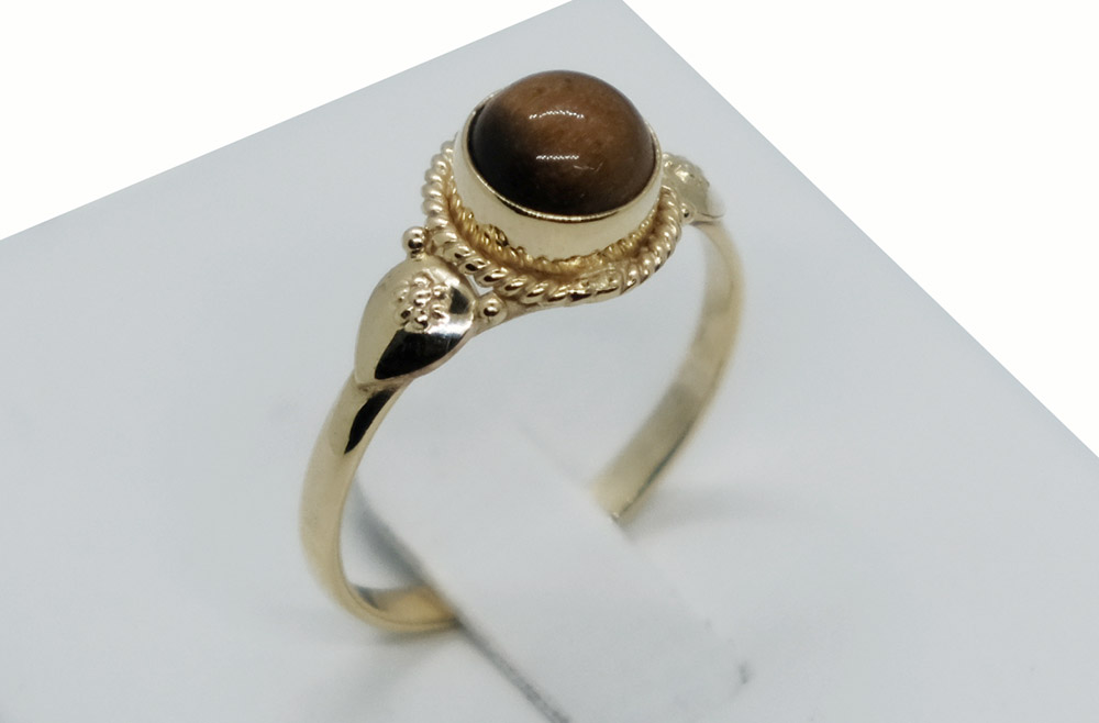 Gold PL Ring Tiger Eye Stone