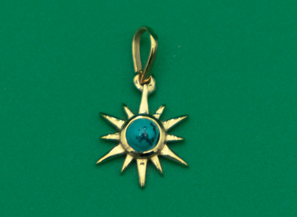 Gold Plated Pendant Sun Turquoise
