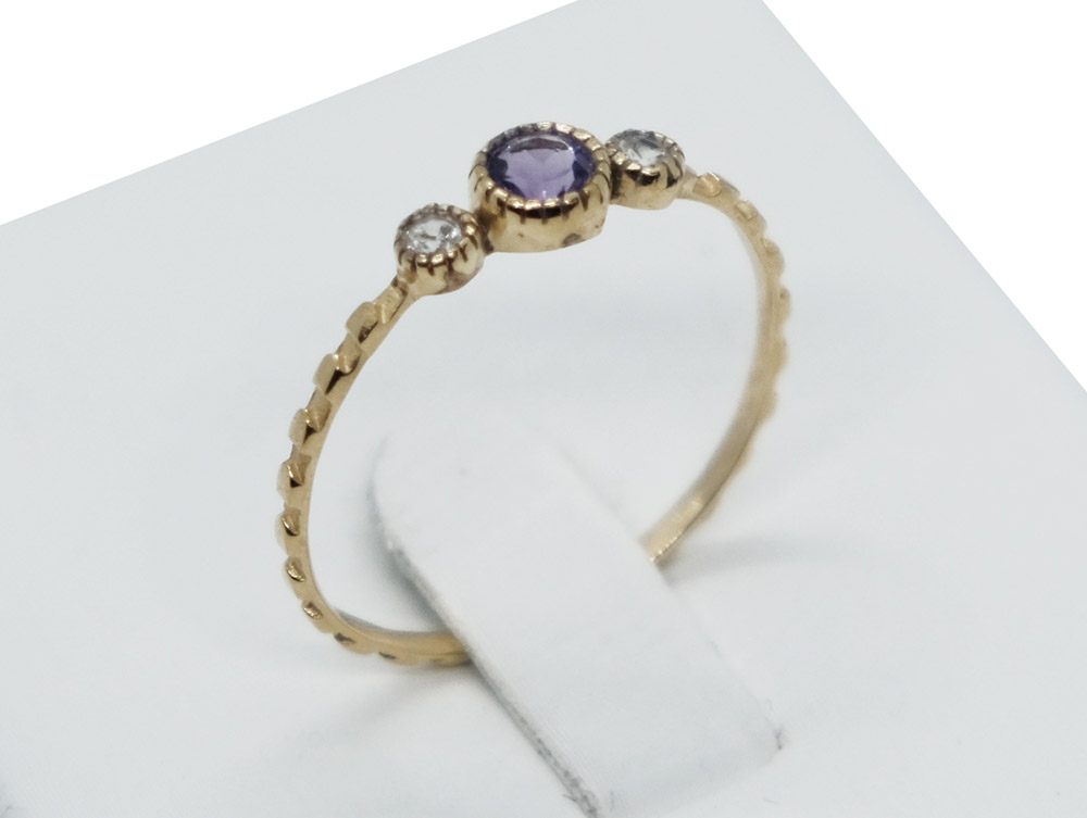 Gold PL Ring Round Amethyst