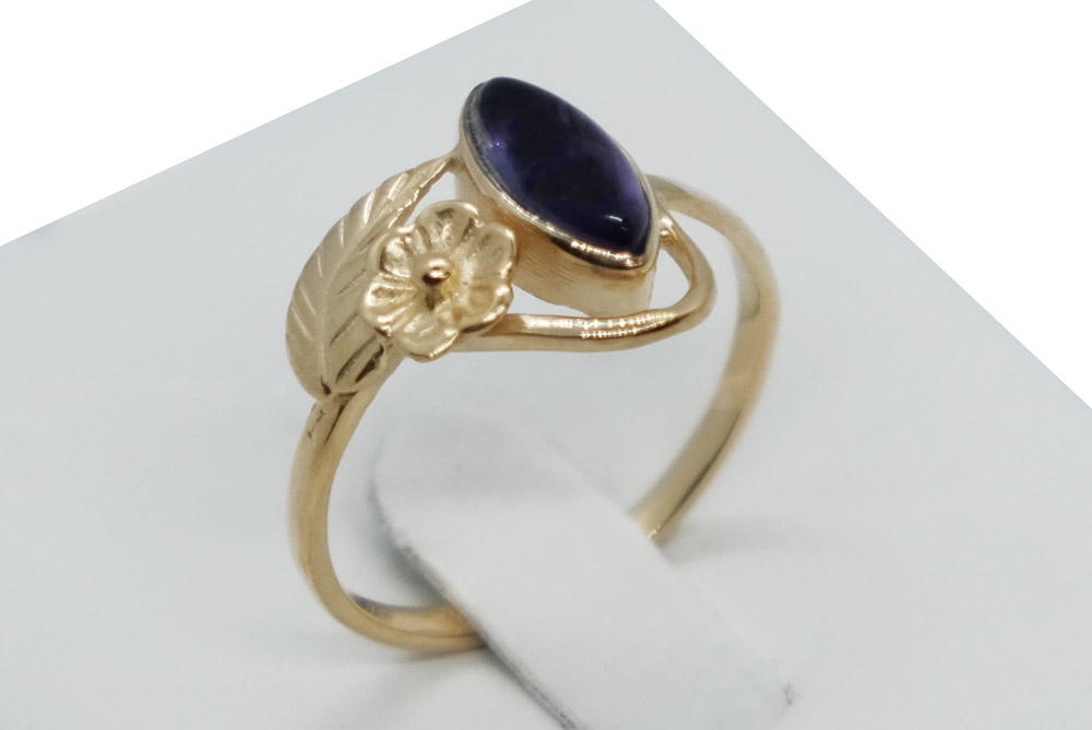Gold PL Ring Flower Amethyst