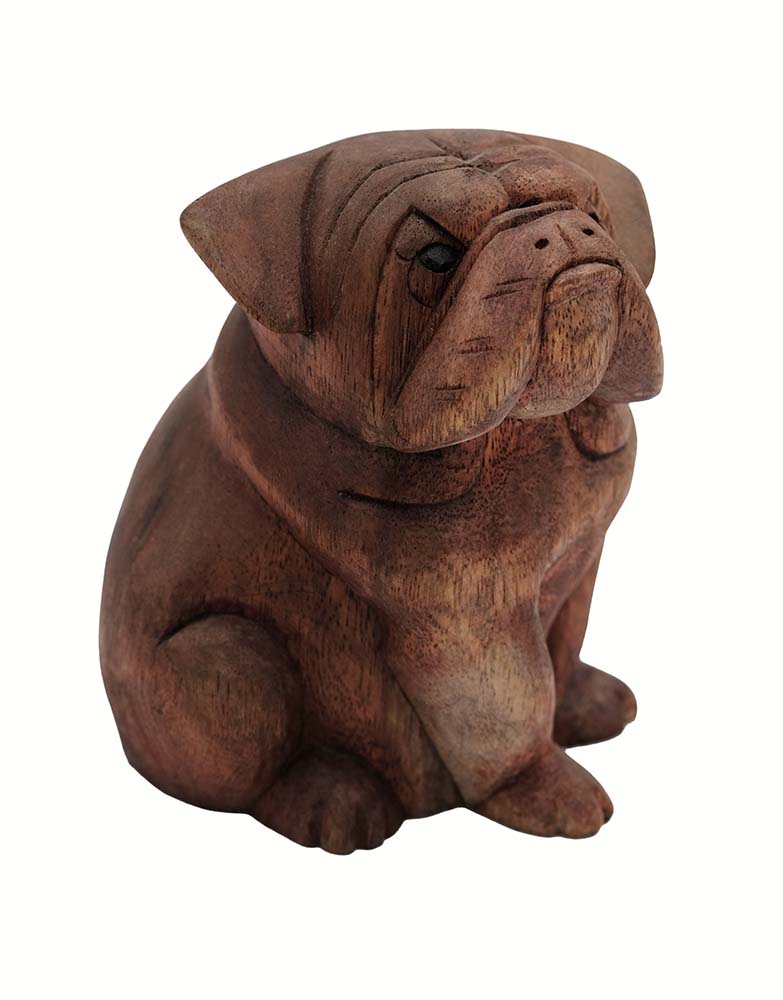 Dog Figurine Wood 16cm