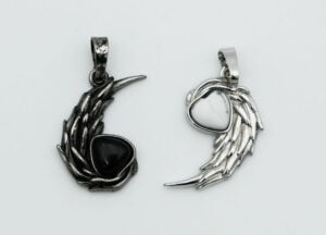 Pendant Pair Wing Obsidian Howlite