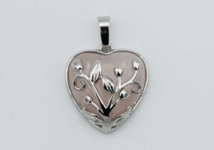 Pendant Heart Caged Rose Qz