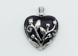 Pendant Heart Caged Amethyst