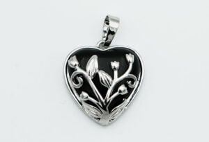Pendant Heart Caged Obsidian