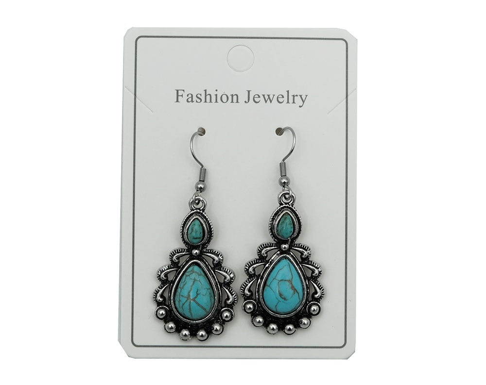 Earring Blue Howlite Pear
