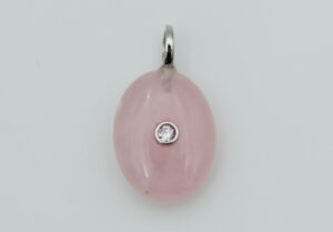 Pendant Oval CZ Rose Quartz