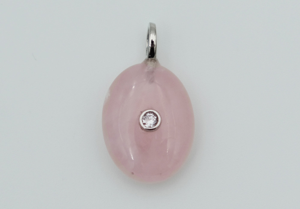 Pendant Oval CZ Rose Quartz