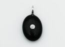 Pendant Oval CZ Black Obsidian