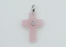 Pendant Cross CZ Rose Quartz