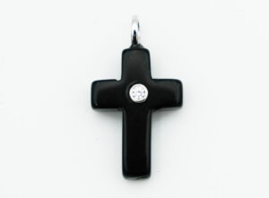 Pendant Cross CZ Obsidian