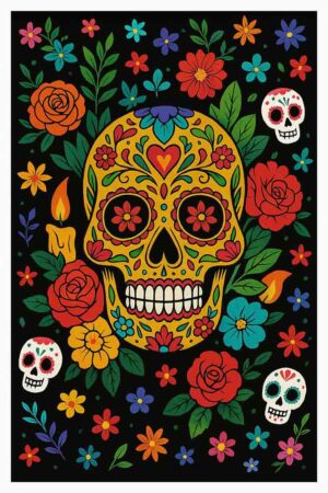 Bedspread 3D Single Skull Rose